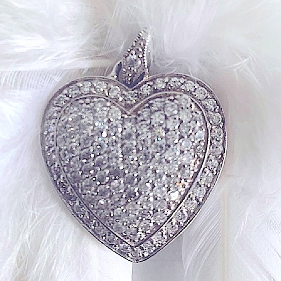 CZ STERLING SILVER HEART PENDANT - Picture 2 of 3